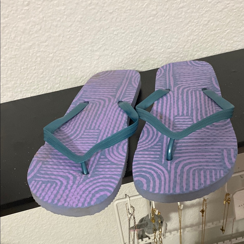 Stylish Purple and Teal Women's Flip Flops